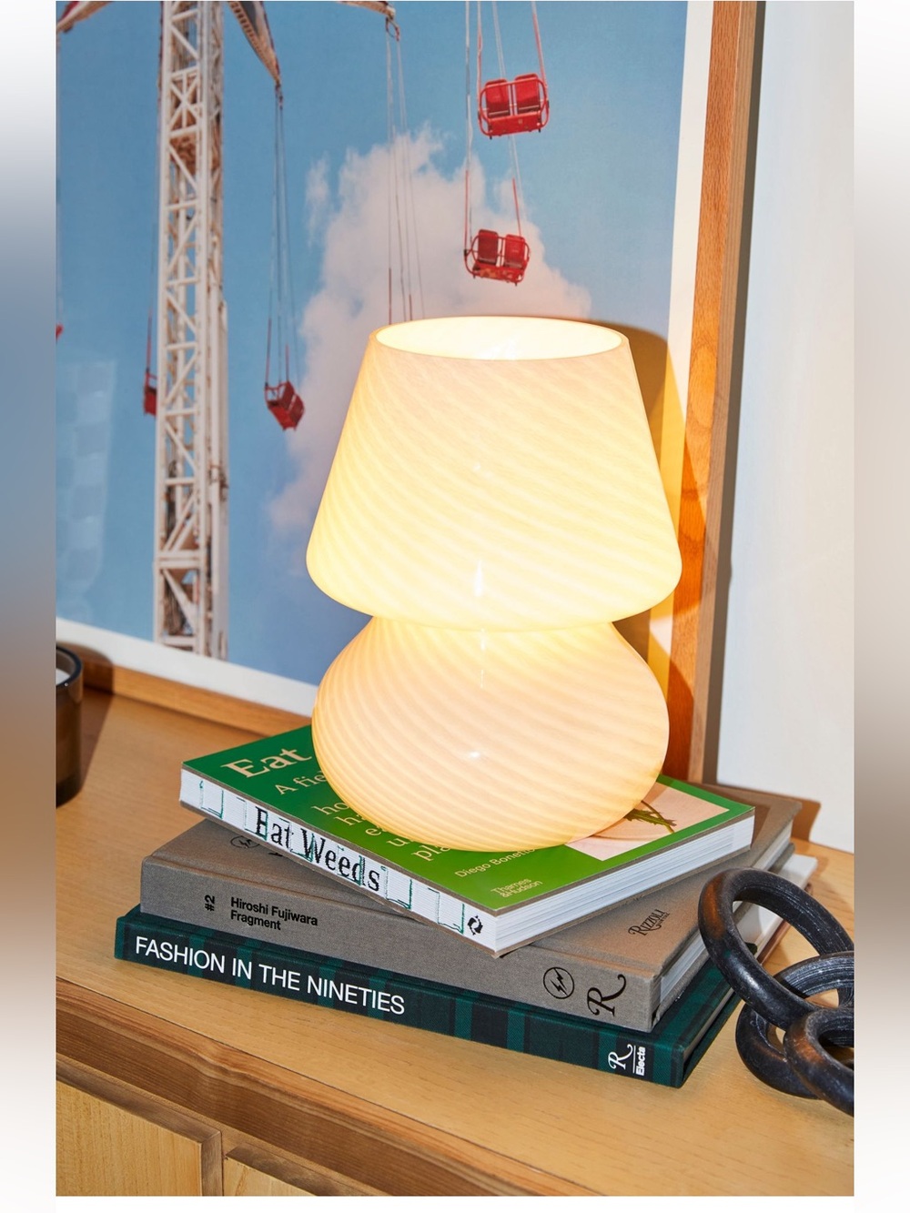 Urban Outfitters Ansel Glass Table Lamp in Pearl